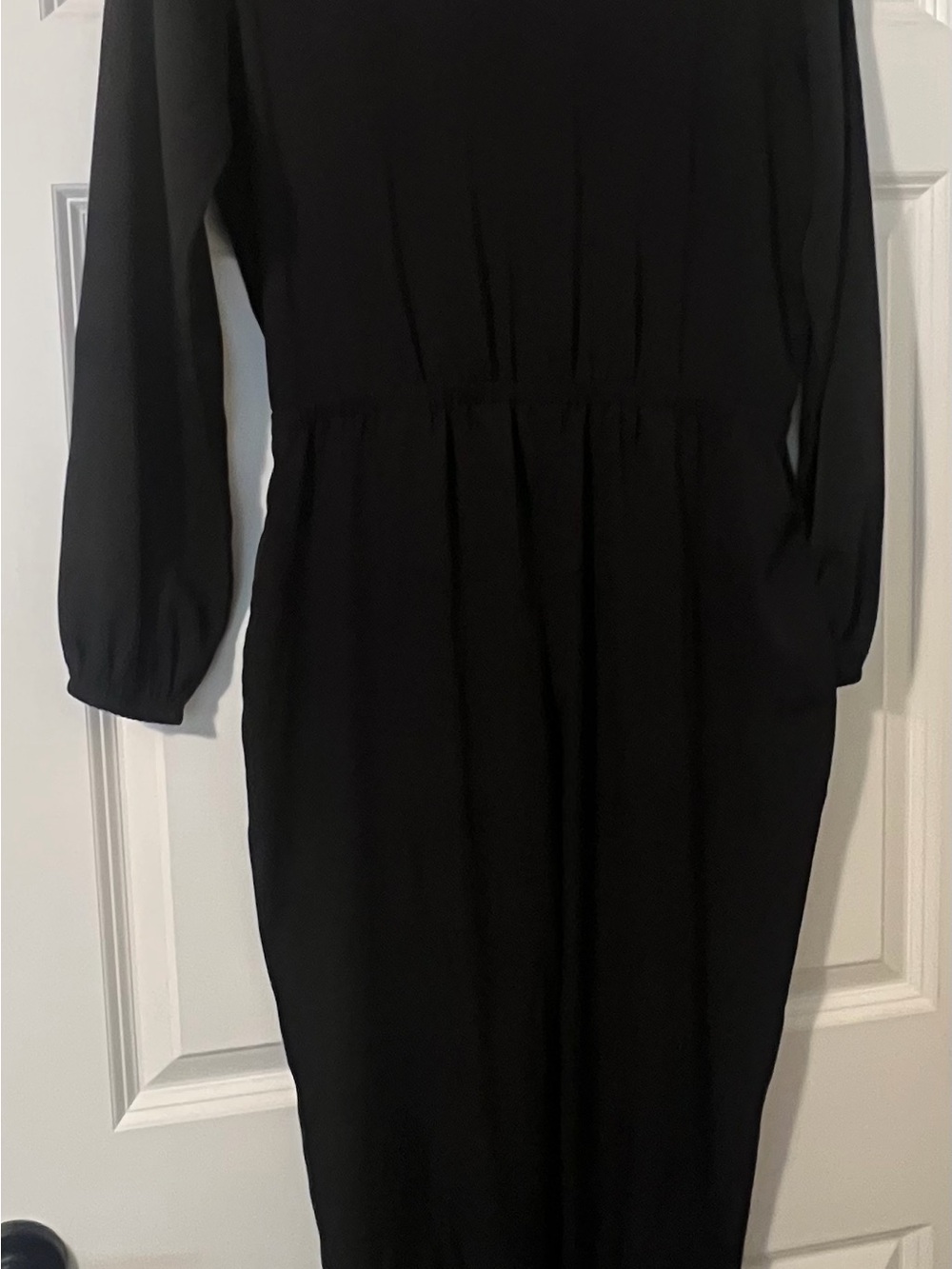 Women's Black Long Sleeve Midi Jumpsuit